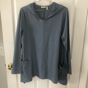 LOGO Lounge Hooded Top with Front Drape Pockets